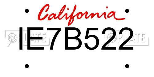 IE7B522 California License Plate