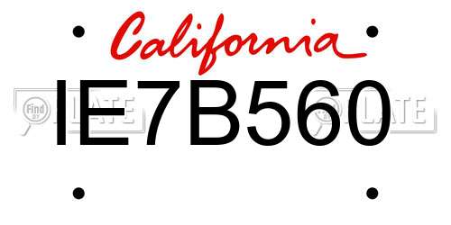 IE7B560 California License Plate