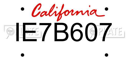 IE7B607 California License Plate