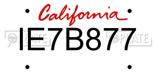 IE7B877 California License Plate