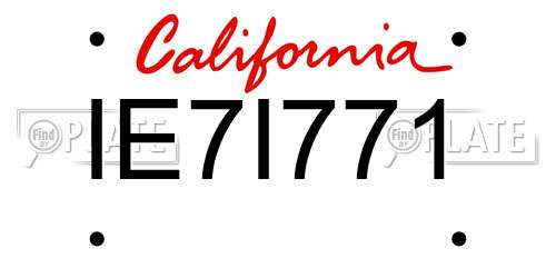 IE7I771 California License Plate
