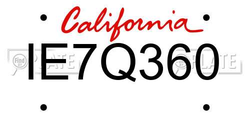 IE7Q360 California License Plate