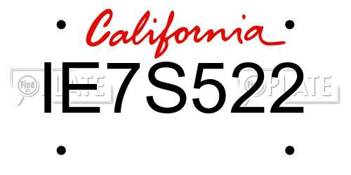 IE7S522 California License Plate