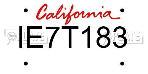 IE7T183 California License Plate
