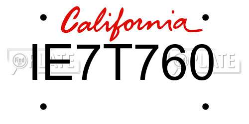 IE7T760 California License Plate