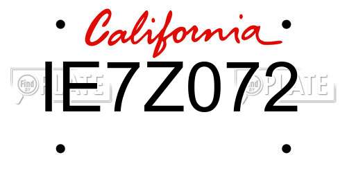 IE7Z072 California License Plate