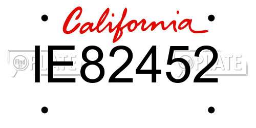 IE82452 California License Plate