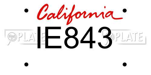 IE843 California License Plate
