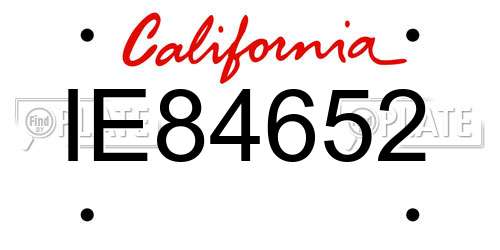 IE84652 California License Plate