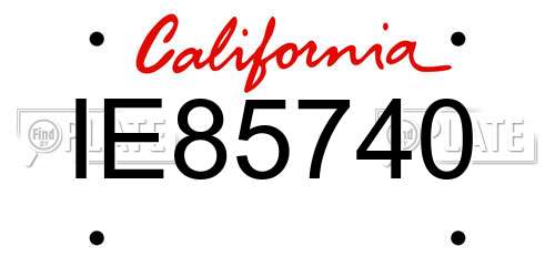 IE85740 California License Plate