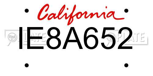 IE8A652 California License Plate