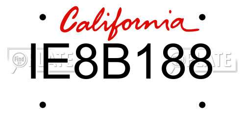 IE8B188 California License Plate