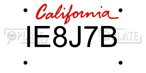 IE8J7B California License Plate