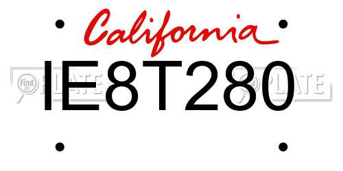 IE8T280 California License Plate