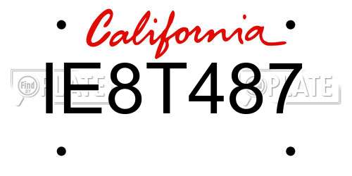 IE8T487 California License Plate
