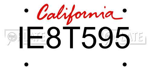IE8T595 California License Plate