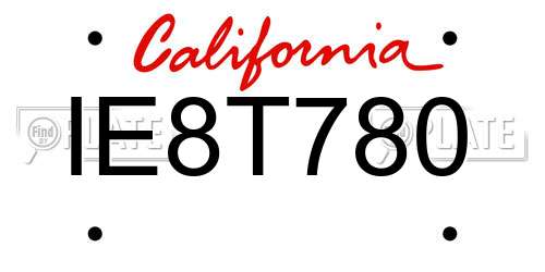 IE8T780 California License Plate