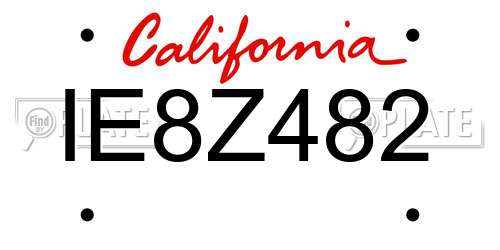 IE8Z482 California License Plate