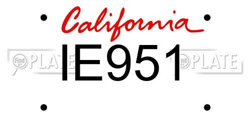 IE951 California License Plate