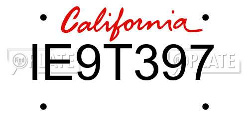 IE9T397 California License Plate