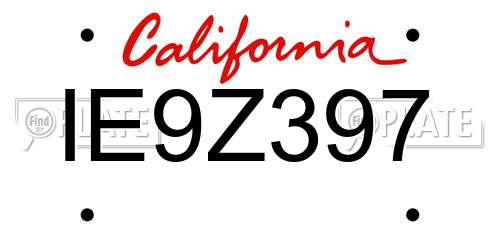 IE9Z397 California License Plate