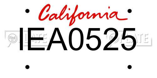 IEA0525 California License Plate