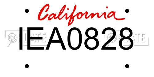 IEA0828 California License Plate