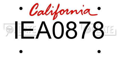 IEA0878 California License Plate