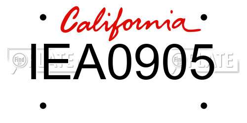 IEA0905 California License Plate