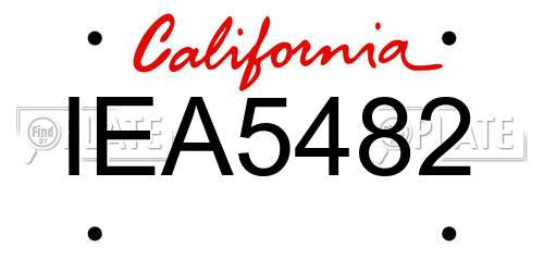 IEA5482 California License Plate