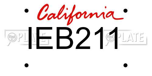 IEB211 California License Plate