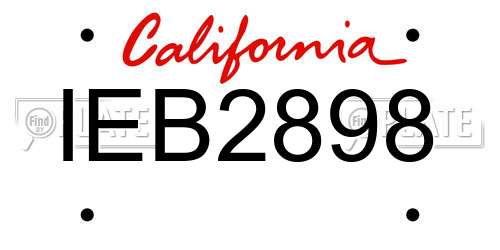 IEB2898 California License Plate