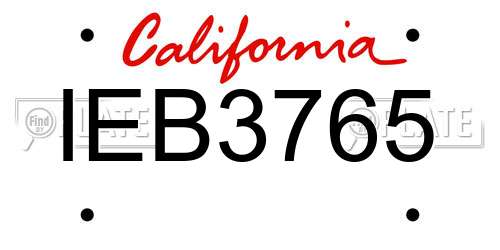 IEB3765 California License Plate