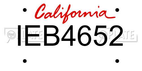 IEB4652 California License Plate