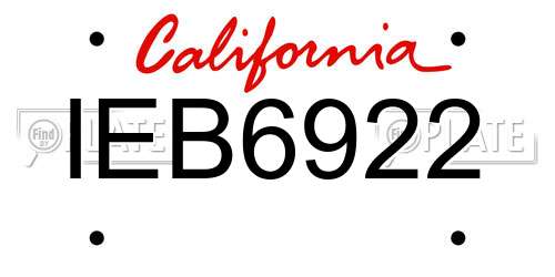 IEB6922 California License Plate