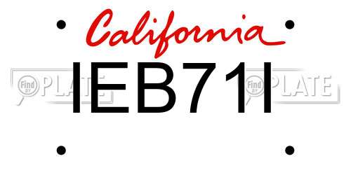 IEB71I California License Plate