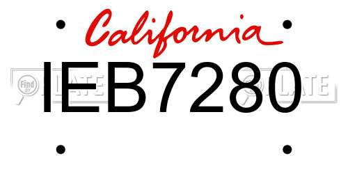 IEB7280 California License Plate