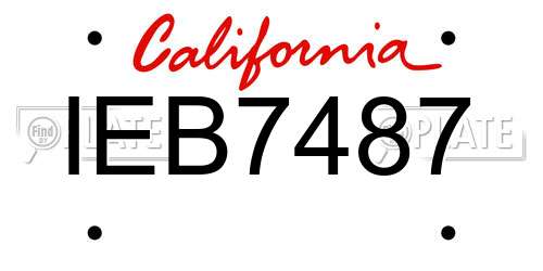 IEB7487 California License Plate