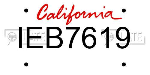 IEB7619 California License Plate