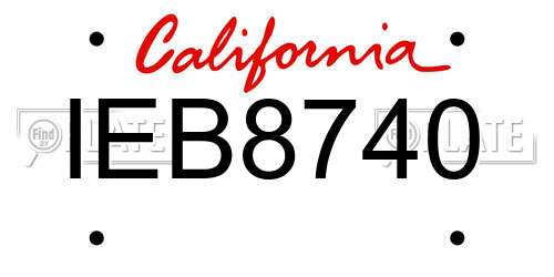 IEB8740 California License Plate
