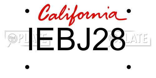 IEBJ28 California License Plate