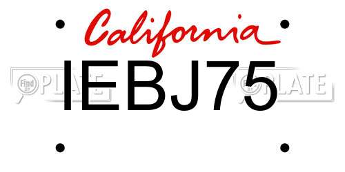 IEBJ75 California License Plate