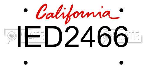 IED2466 California License Plate