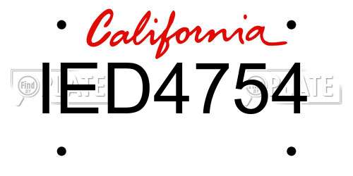 IED4754 California License Plate