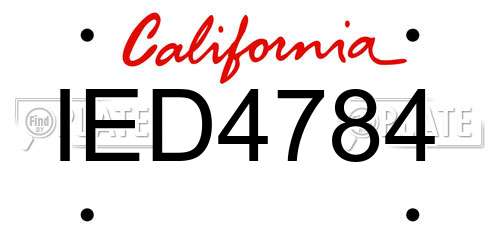 IED4784 California License Plate