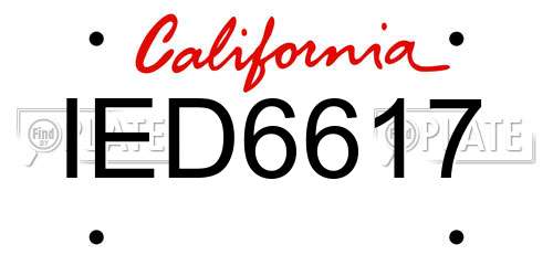 IED6617 California License Plate