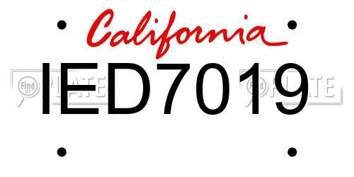 IED7019 California License Plate