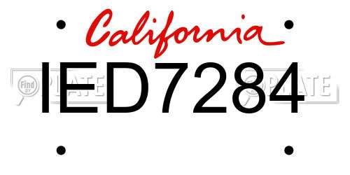 IED7284 California License Plate