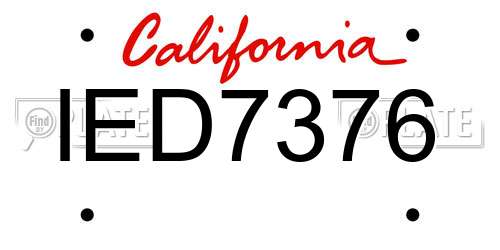IED7376 California License Plate