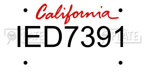 IED7391 California License Plate